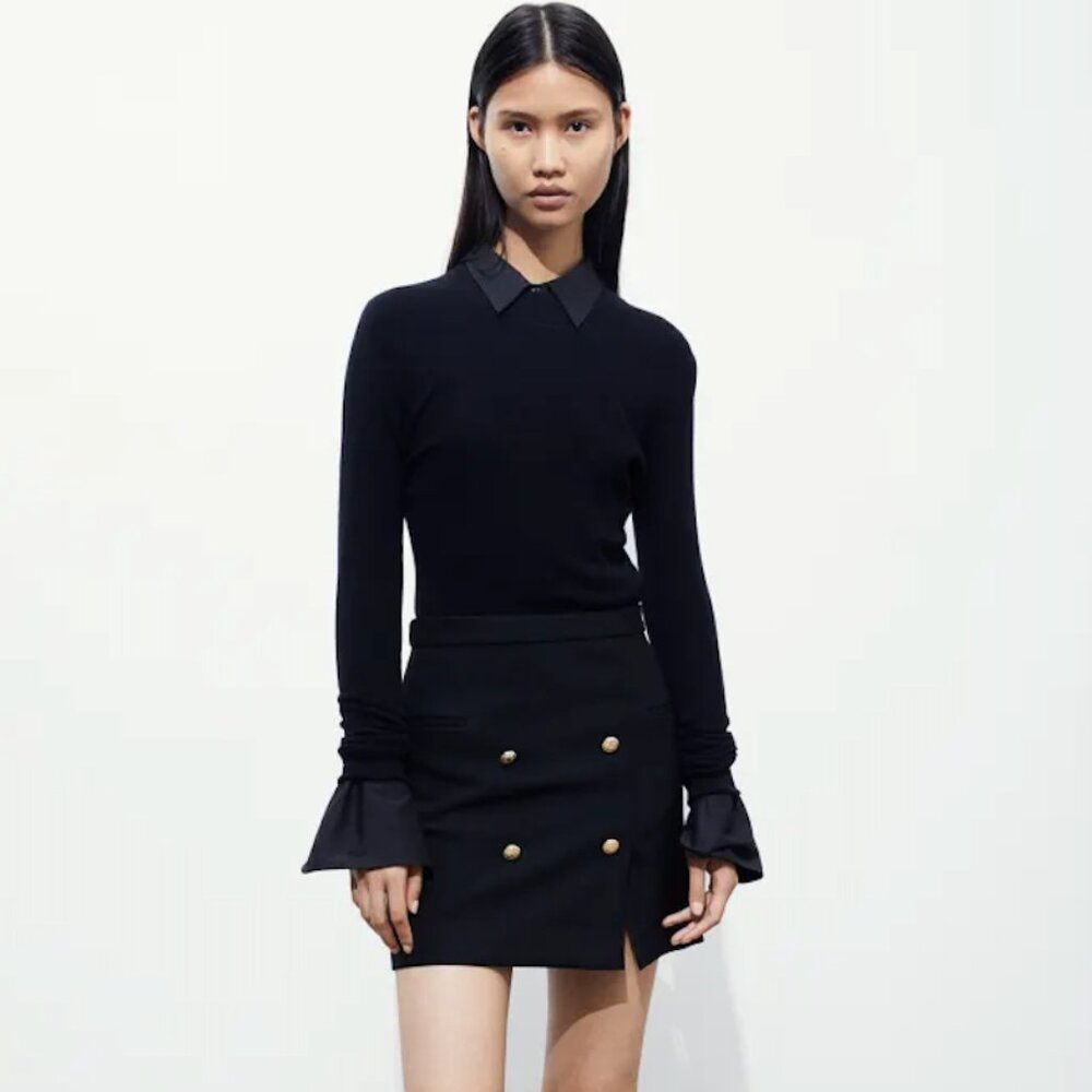 H&M Short Black Fitted Skirt | Size: 6